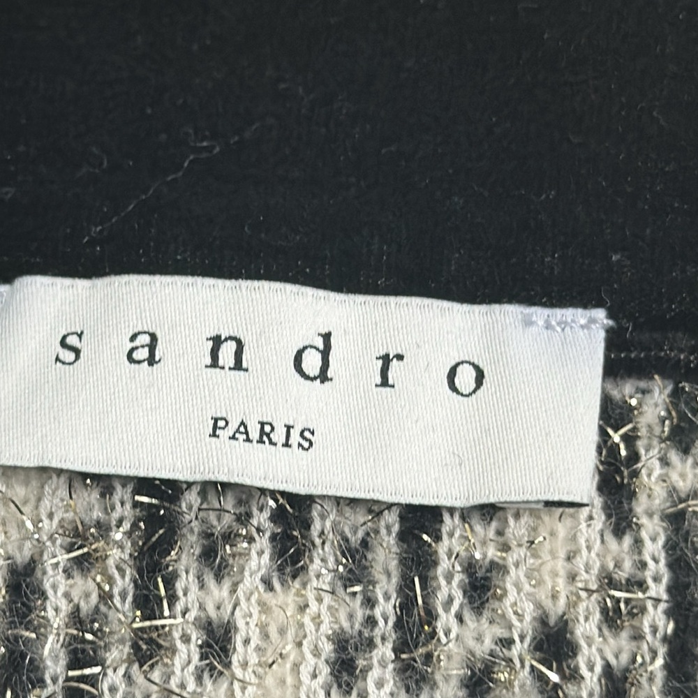 Sandro ivory black Jazz metallic jacquard knit mini skirt size 3/L - Picture 8 of 10